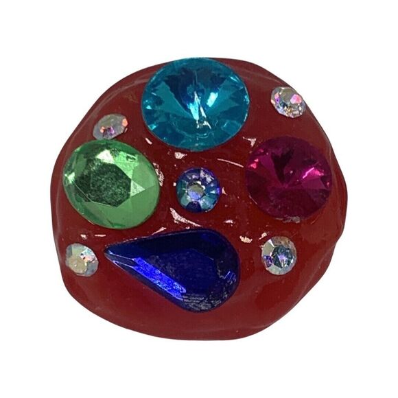 VTG Don Lin Pink Rhinestone Statement Earrings Lucite 80s Pop Art - Picture 6 of 13